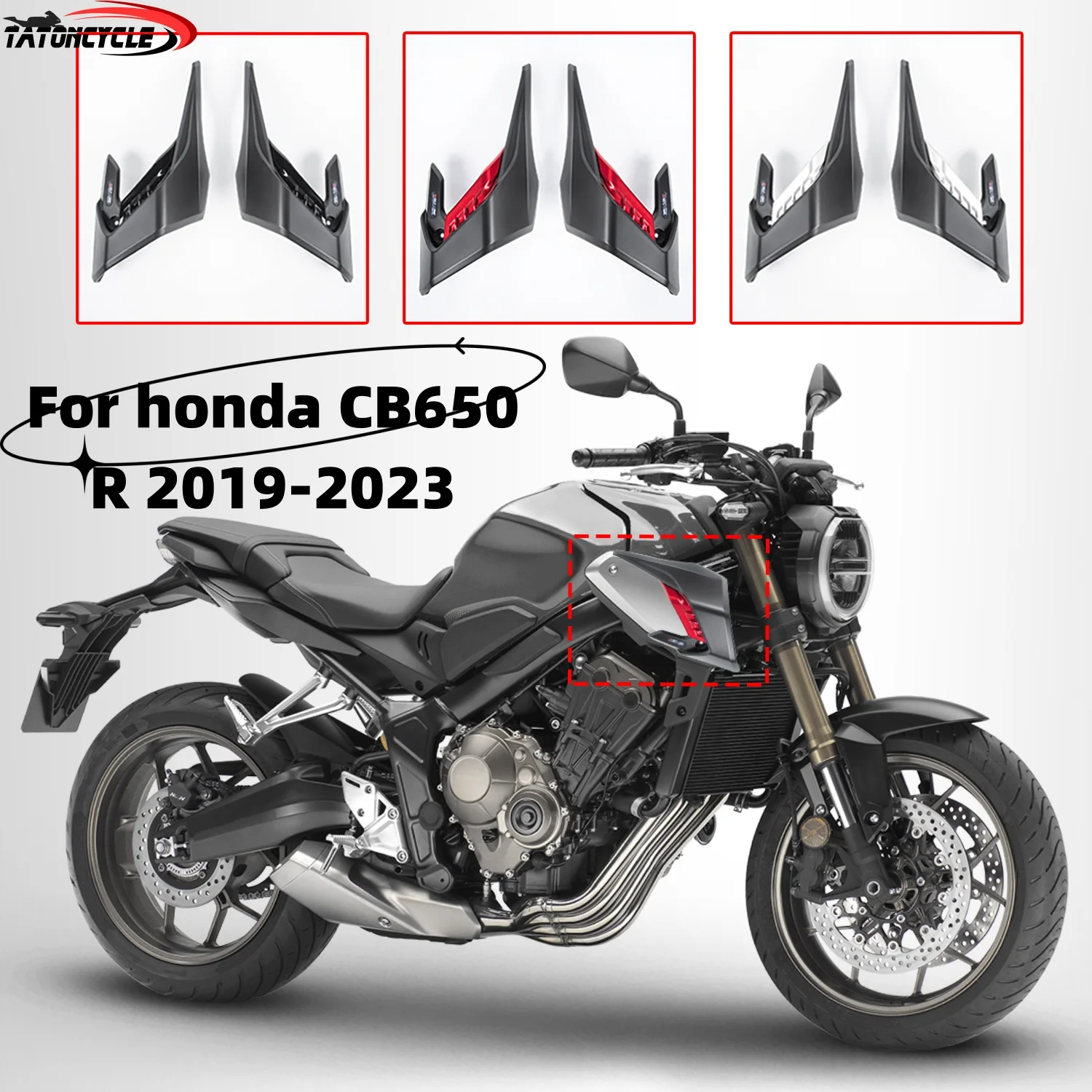 

For Honda CB650R 2019-2023 2022 Side Wing Panel Cover CB 650R 650 R Motorcycle Front Winglets Cowl Frame Fairing Accessories