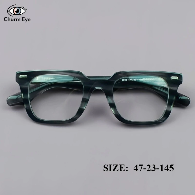 

2025 ацетатная квадратная мужская оптическая оправа для очков серая полоса ретро толстые высококачественные дизайнерские очки для близорукости для чтения с защитой от синего света
