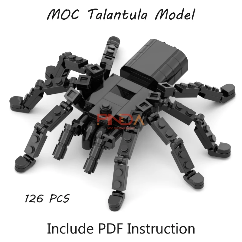 

126 Pcs Talantula Black Spider Model Set Building Blocks Creative Animals MOC Construction Bricks Tricky Toy Halloween Kid Gifts