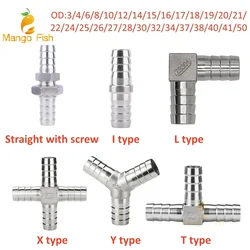 Hose Barb 304 Stainless Steel Hose Tail Barb Connectors 6mm 8mm 10mm 12mm T Type Y Type Pipe Fitting Pagoda Tail Barb Connector