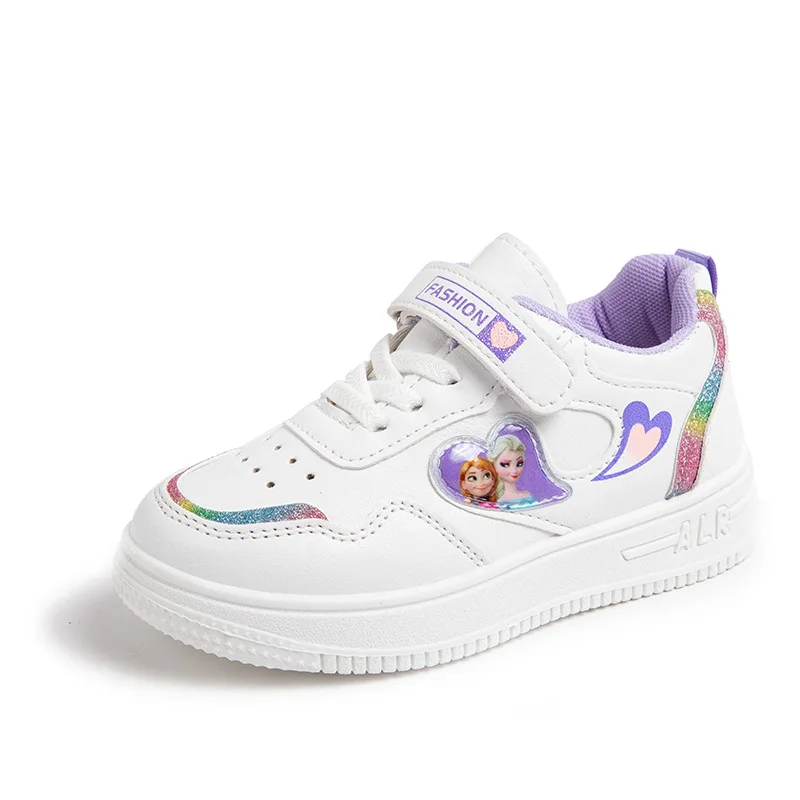 Disney-zapatillas de deporte de PU para niños, zapatos informales para niñas, zapatillas cómodas para correr, zapatillas de princesa Elsa grande,