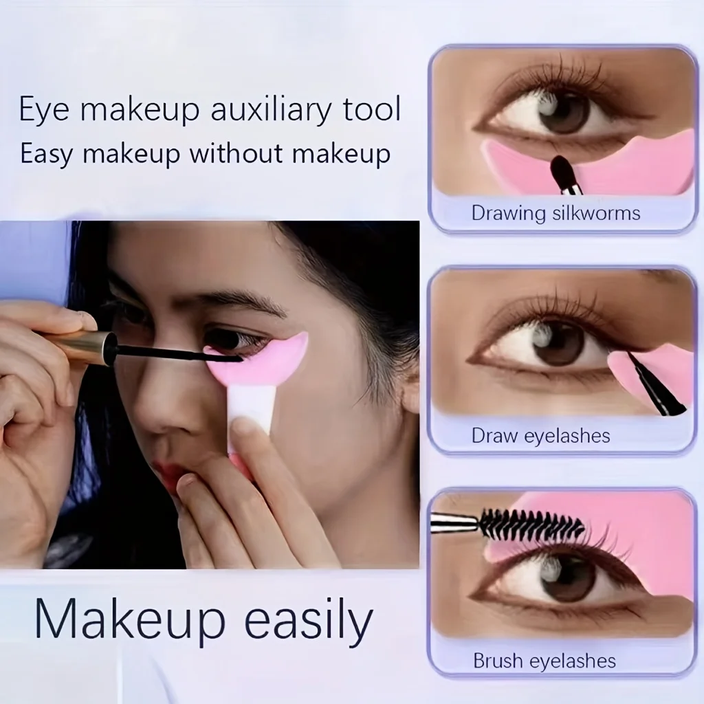 1-Pack Mascara Shield Guard Set, Reusable Silicone Eyelash Auxiliary Applicator, Multi‑Function Eye Makeup Tool for Women