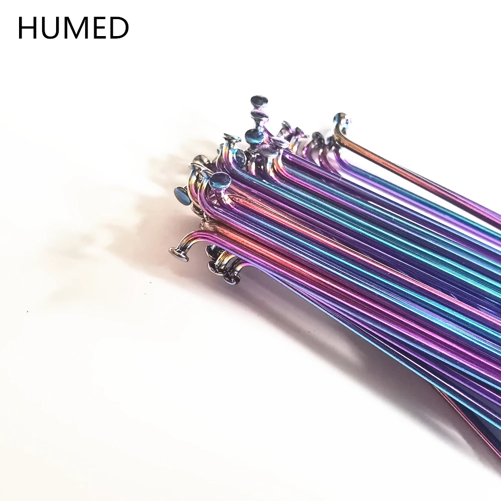 36pcs/lot 14G 2.0mm 304 steel Bicycle spoke wire vacuum plating rainbow spokes 26 27.5 29 inch spokes + nipples MTB road bike