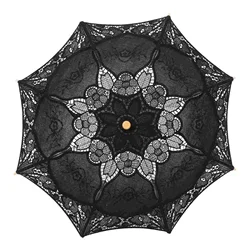 Black Lace Umbrella Vintage Wedding Bride Umbrella Lace Parasol Umbrella Small Lace Umbrella Handle Weeding Photo Props