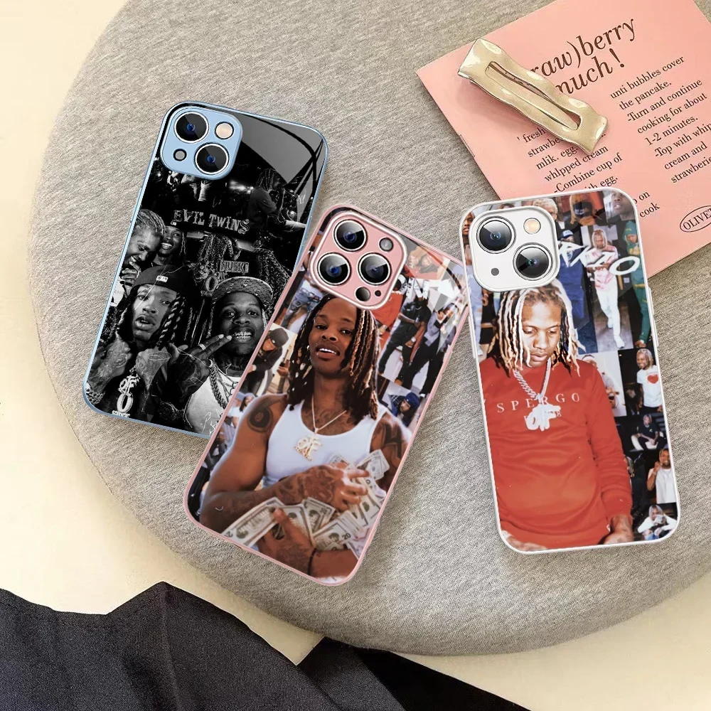 Rapper Lil Durk Muster für iPhone 14 13 12 Mini 11 Pro XS Max X XR 14 Plus gehärtete Glasabdeckung