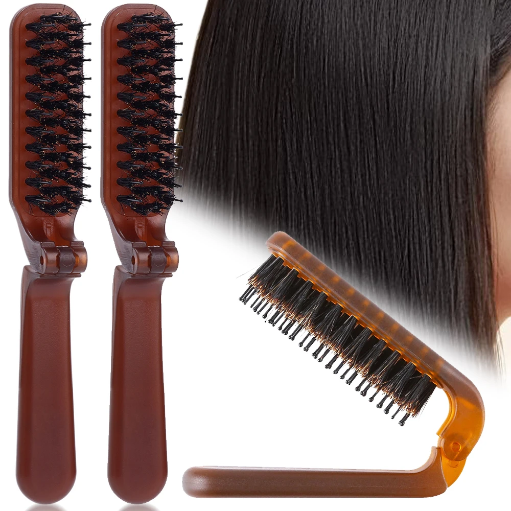 Foldable Hair Comb Portable Boar Bristle Combs New Hairdressing Back Teasing Brush Salon Supply Styling Tool Bristle Travel Comb