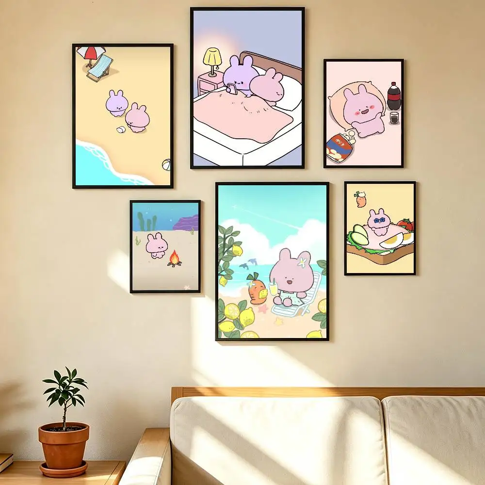 C-Cute rabbit A-Asamimichan Poster Waterproof Wall Art Sticker For Bar Living Room Vintage Decor High Quality Print Gift