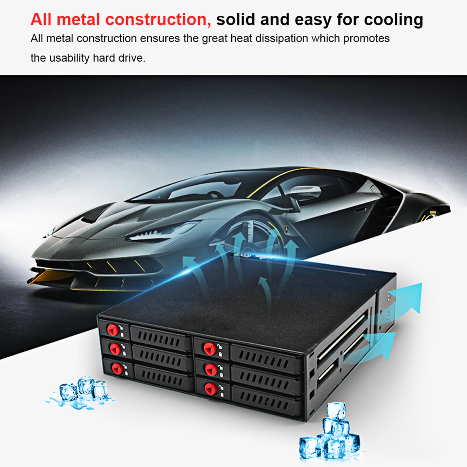 

OImaster 6 Bays Mobile Backplane Support 2.5'' SATA HDD SSD Hard Drive with Cooling Fan Locker Hot-swap 6Gbps Transmission for P