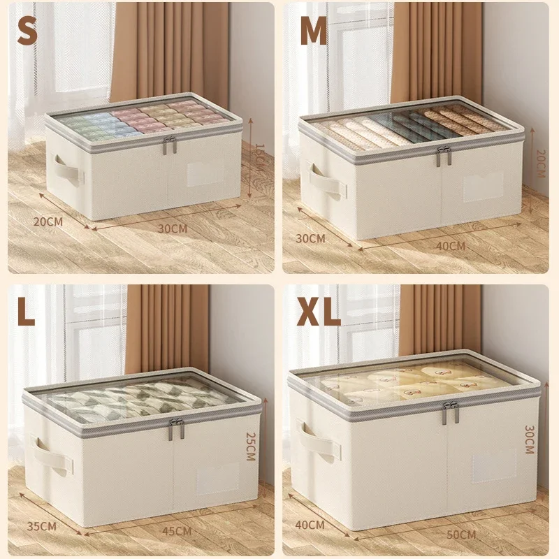 Large Capacity Clothing Storage Box Foldable Storage Bin For Down Jacket Quilt Organizer Box with Lid Bedroom Wardrobe Organizer