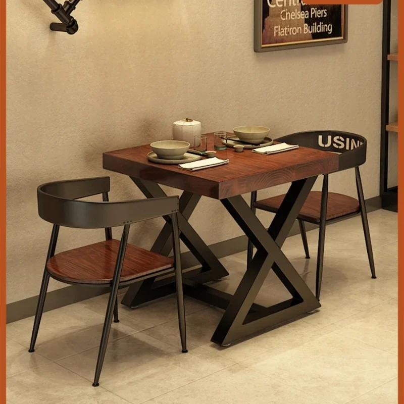 

Iron Restaurant Dining Tables and Chairs Set Square Milk Tea Dining Snack Bar Small Square Table