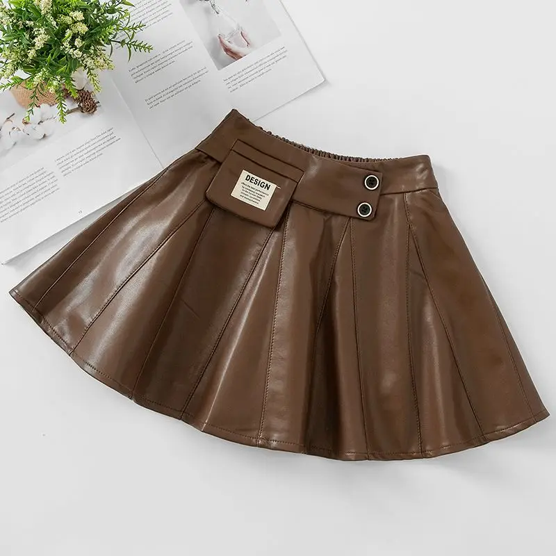 2026 New Spring Autumn Summer Girls Kids PU Short skirts Fashion Casual Comfortable Cute Baby Children Clothing