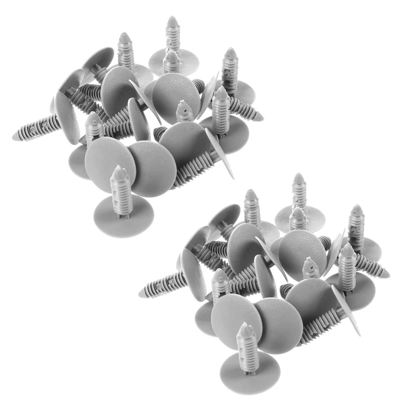 40 Pcs Gray Plastic Car Trim Clips Rivet Fastener 6Mm Hole 26Mm Head