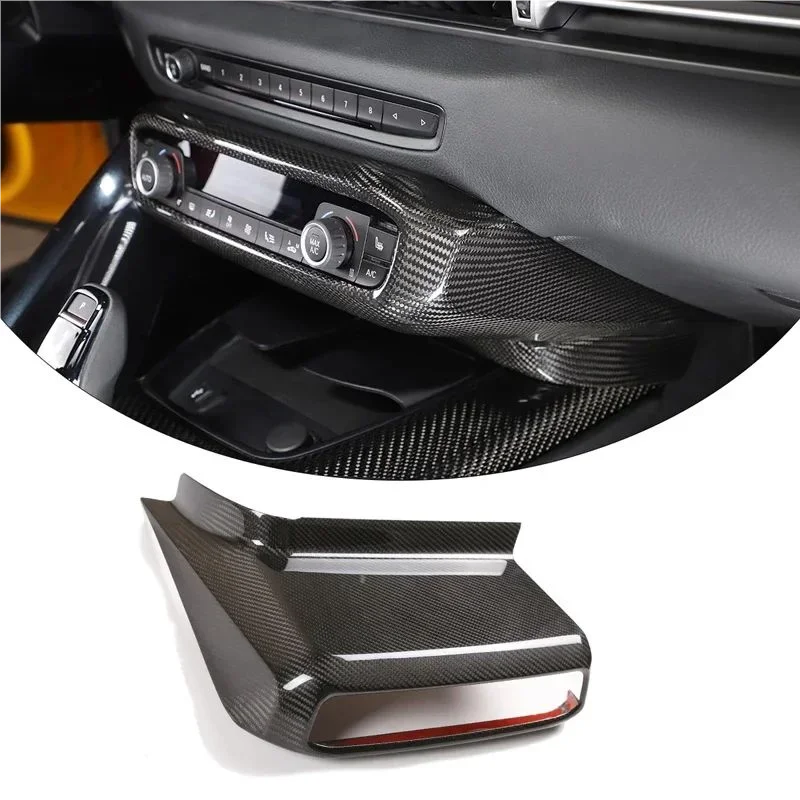 

For Toyota Supra A90 MK5 Real Dry Carbon Fiber 19-22 Dashboard Horn Frame Center Console Panel Trim Cover Interior Accessories