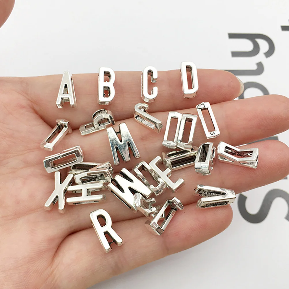 

52pcs Alloy Letter Charms for Bracelets Necklace DIY Crafts Square Alphabet Pendants Jewelry Making Travel Accessories