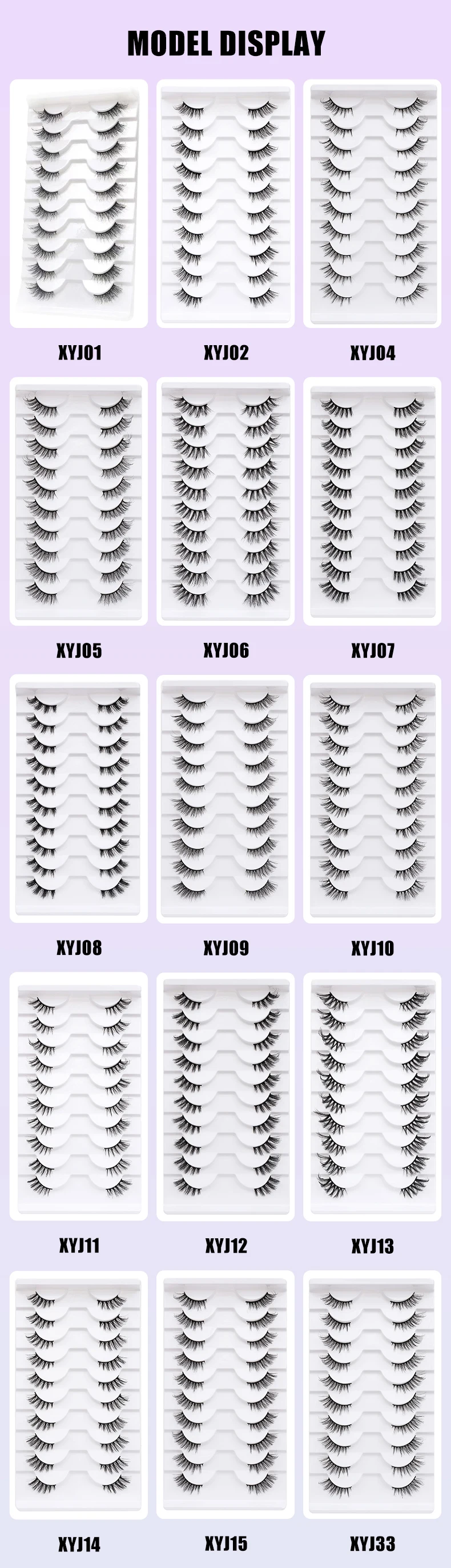 DINGSEN 10 Paar Natürliche Wimpern Halblange Katzenaugen-Wimpern 3D Kunstnerz Flauschige Wimpern Flügelige Falsche Wimpern – Detail 24
