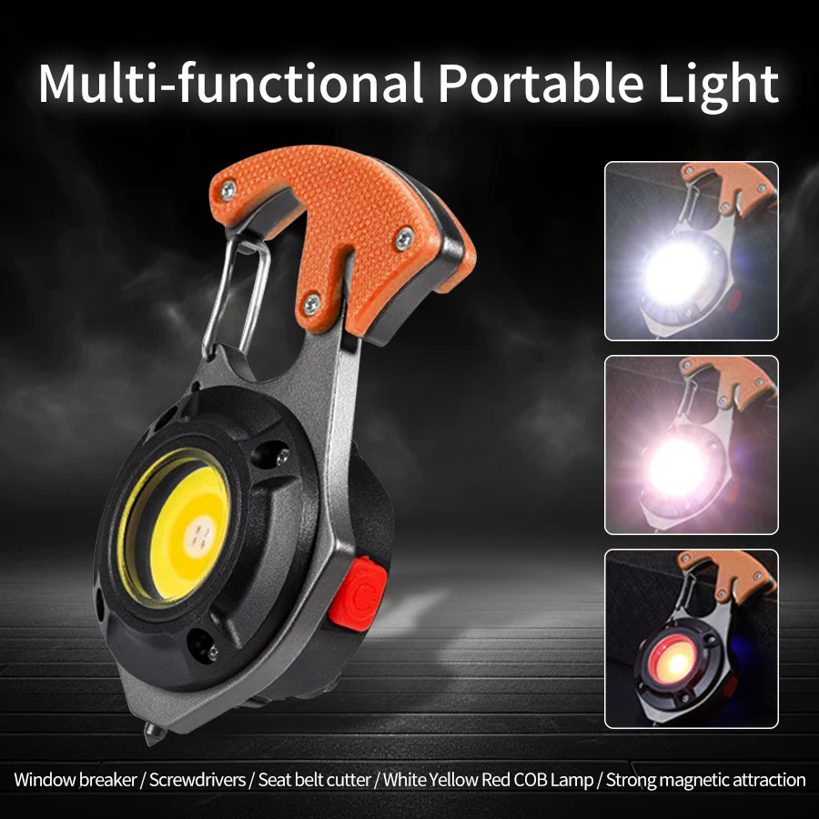 

LED Flashlight Portable Multifunctional Mini COB Keychain Lamp USB Rechargeable Work Light Strong Torch Camping Outdoor Lamp