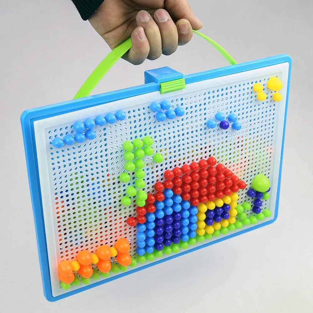 DIY Set ConstructionToys Pixel Art  Beads Kid's Constructor Stem Toys Mushroom Granules Inserted Into Blocks Toys For Children