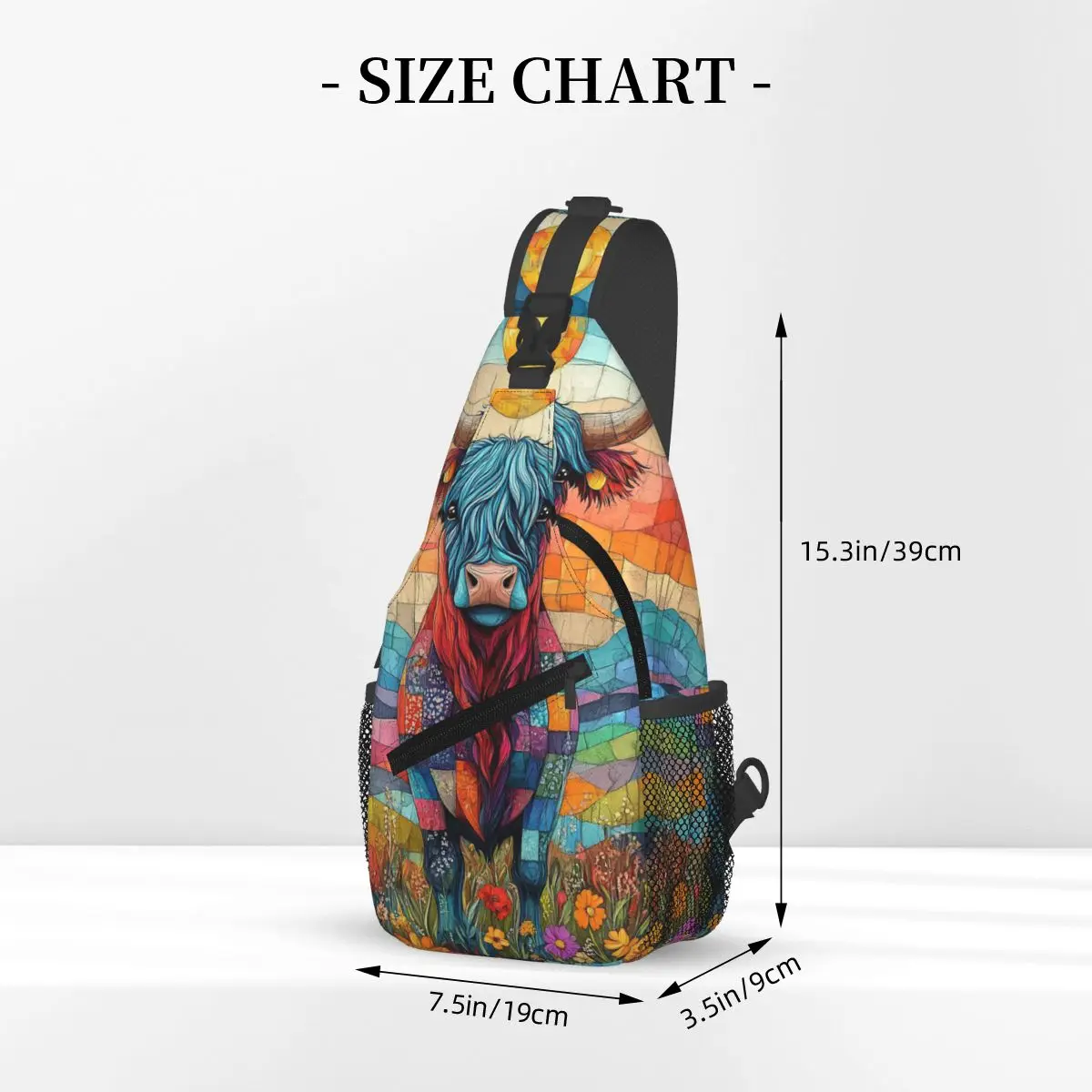 المرتفعات البقرة طباعة الاسكتلندية حقيبة الصدر الرجال حبال Crossbody على ظهره حقيبة الصدر السفر المشي لمسافات طويلة Daypack حقيبة الكتف