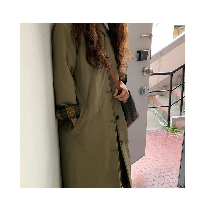 أزياء الشتاء الرجعية فضفاضة المرأة الملابس القطنية الدافئة التخسيس ملابس خارجية الترفيه الصلبة تخفيف معطف المرأة