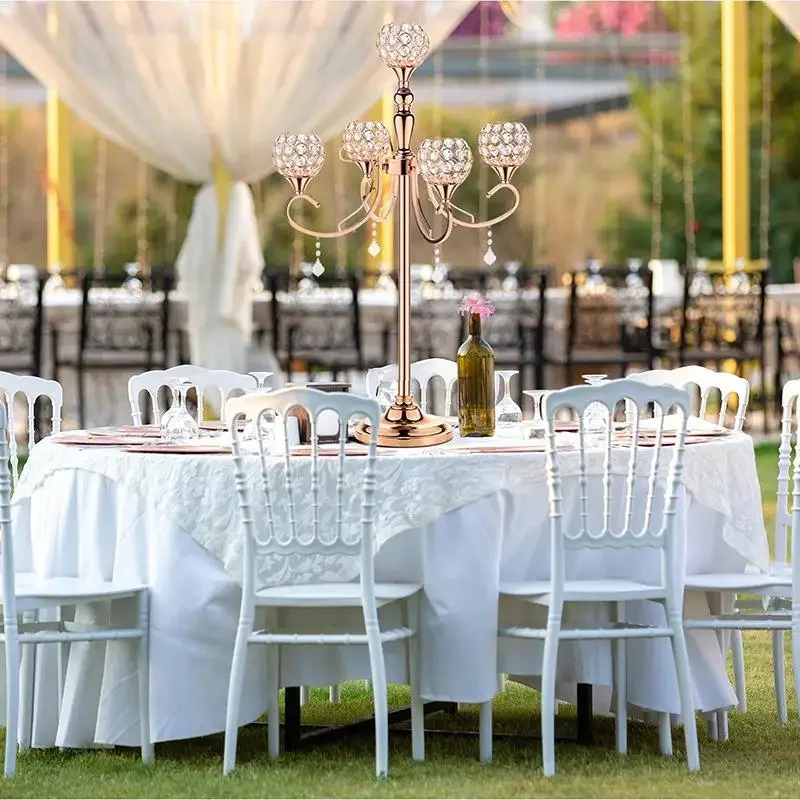 Wedding props wrought iron electroplated gold crystal candlestick birthday party wedding party romantic table decoration