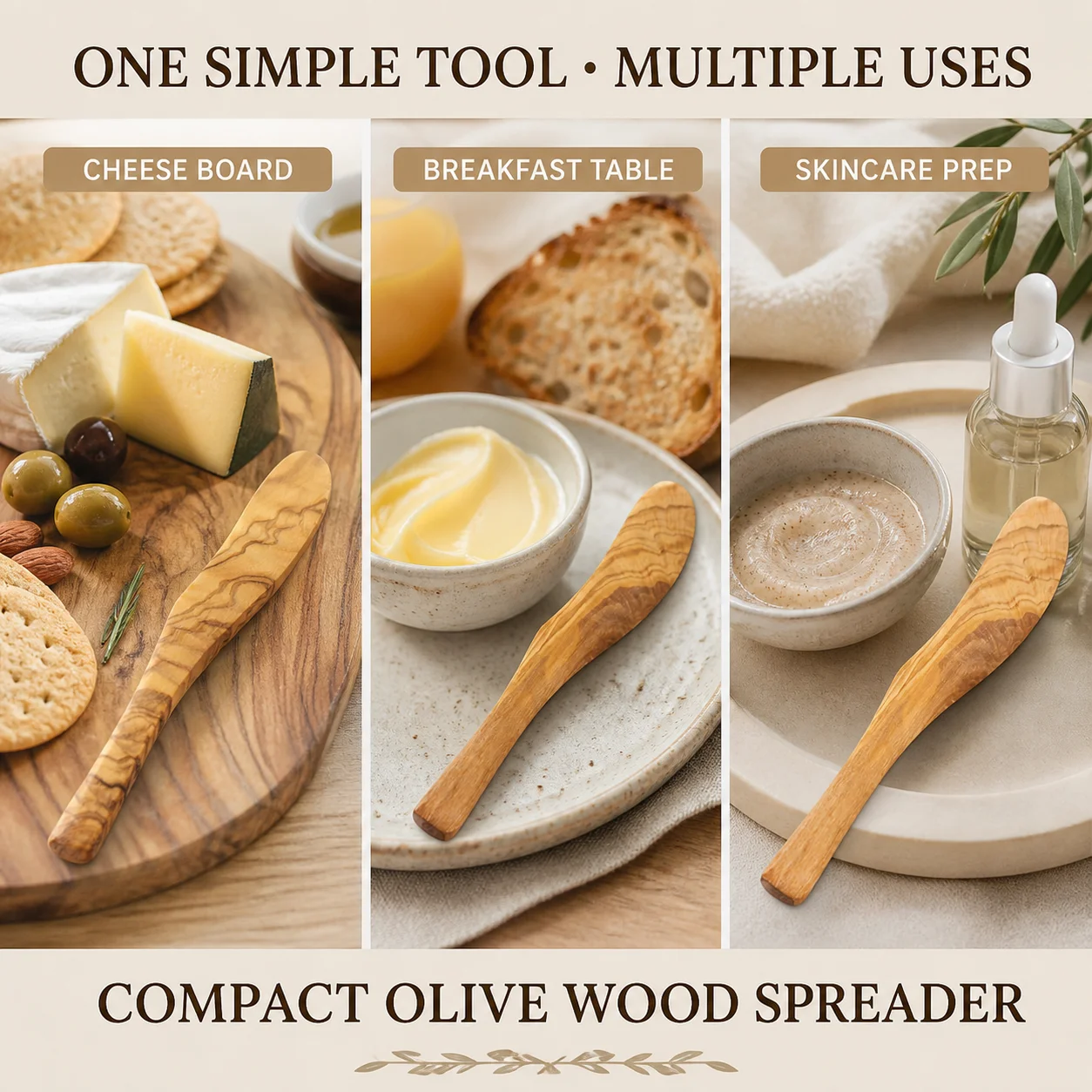 Italian Olive Wood Cheese Knife 12x2.5cm Wooden Butter Knife Cream Spreader for Bread Jam Facial Mask Spatula Kitchen Utensils