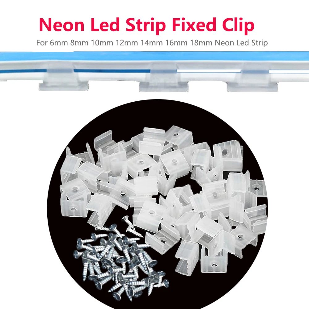 

With screws 110v 220V Flexible COB LED Strip Fixed Clips Plastic Lamp Holder Fitting Light Mounting Buckle 5050/5730/2835 8-20mm