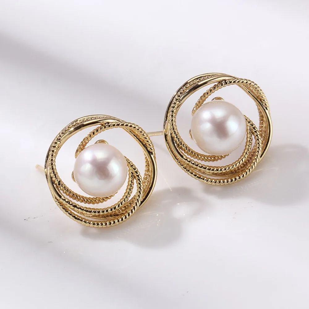 

10PCS S925 Sterling Silver Needle 18K Gold Wrapped Plated Brass Earring Settings Diy Jewelry Pearl Earrings Accessories