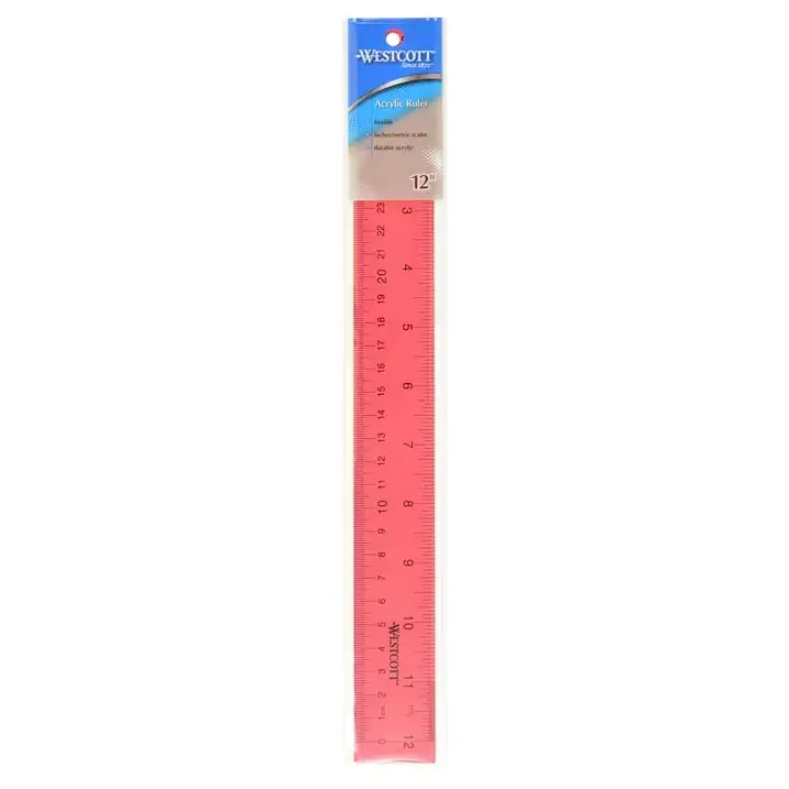 Westcott-Regla acrílica, 12 ", transparente, Imperial, 2,2 lb., escuela secundaria, rosa, no a granel, 1-Count