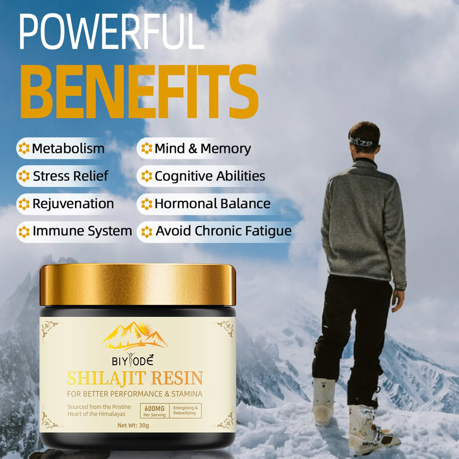 Himalayan Shilajit Resin 30g- 100% Pure Shilajit with Fulvic Acid & 85+ Trace Minerals Complex for Energy & Immune Support