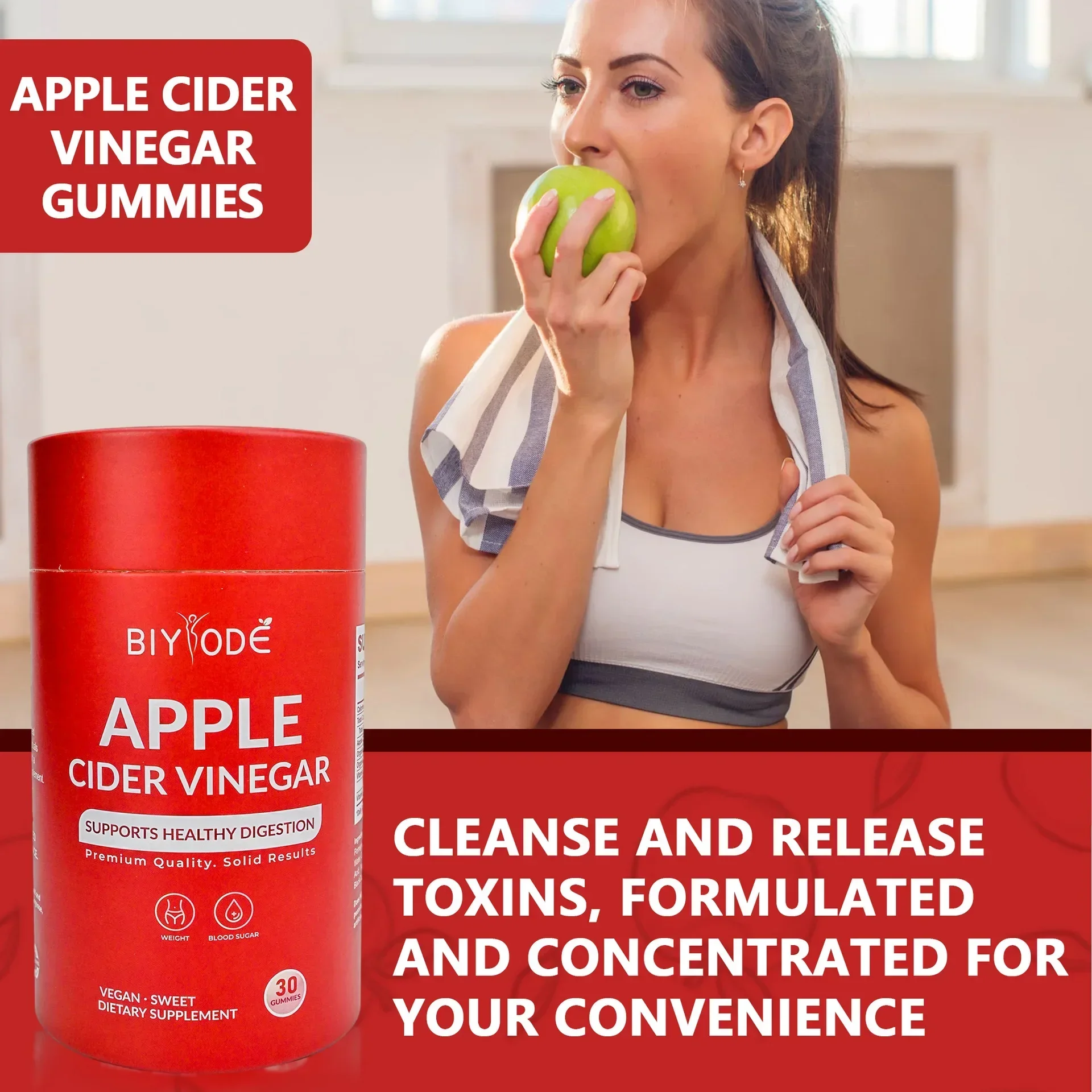 

1 bottle apple cider vinegar gummies to enhance immunity improve digestive system supplement nutrition and skincare