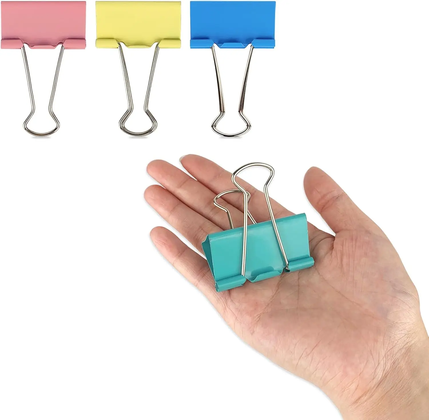

Large 2-Inch Colored Binder Clips, 12-Pack (Pink, Blue, Green, Yellow)