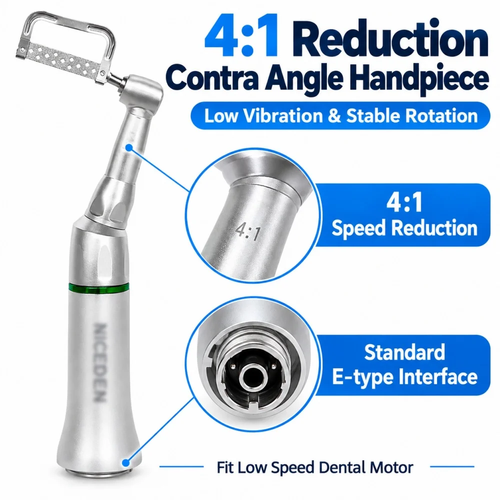 Dental IPR Interproximal Reduction Kit, 4:1 Reduction Contra Angle Handpiece, Orthodontic Stripping for Orthodontic Treatment