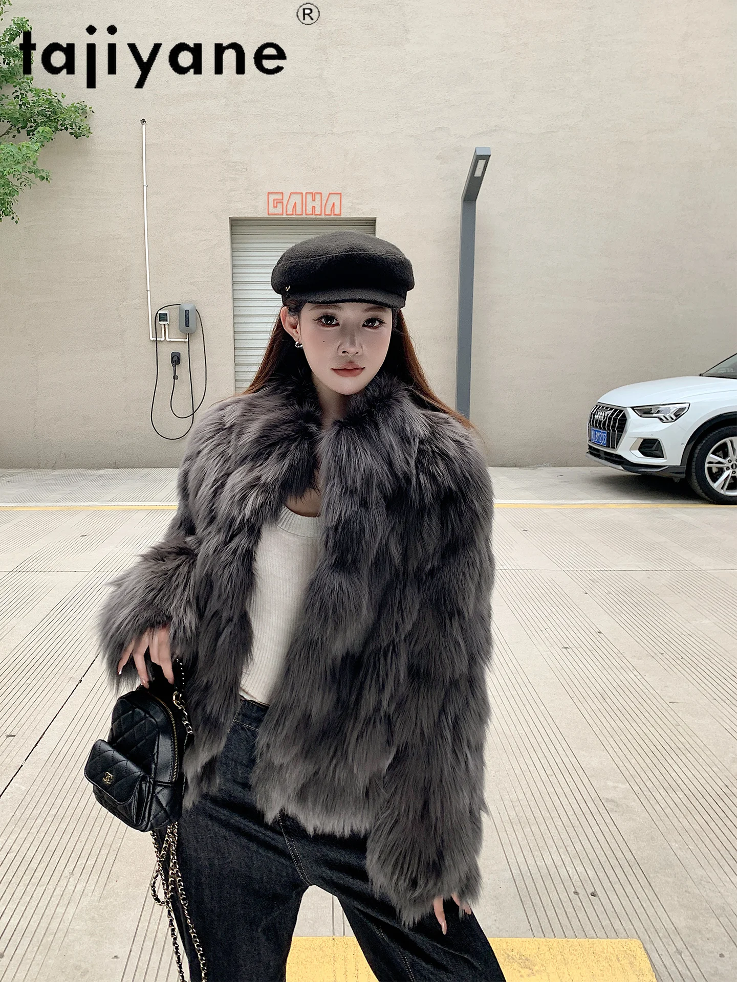 معطف فرو الثعلب الطبيعي 100% من TAJIYANE للنساء فاخر بياقة واقفة وسترة من الفرو الحقيقي ملابس نسائية شتوية 2025 سترات فروي Fourrure