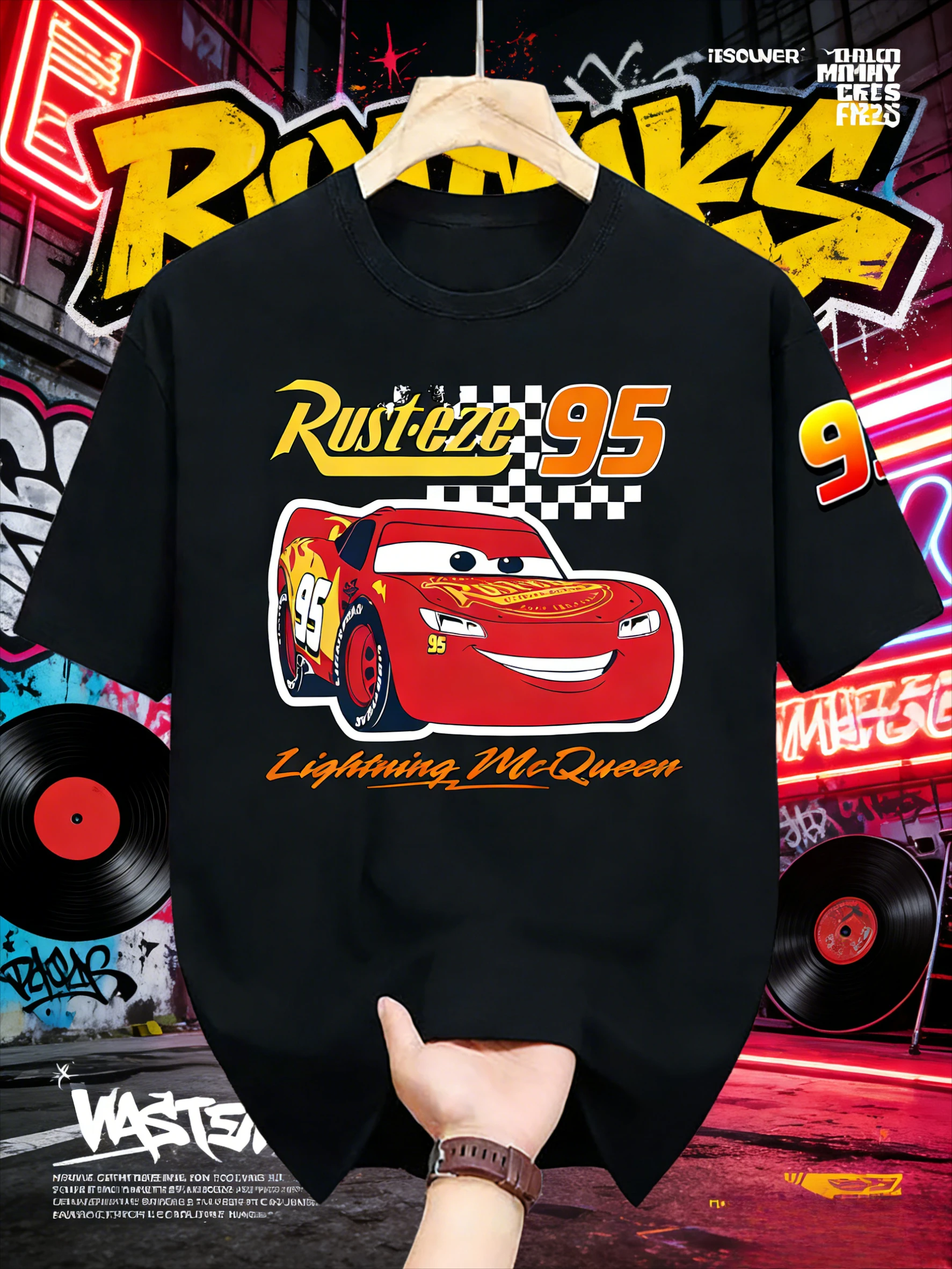 

Disney Lightning McQueen 95 Rust Eze Racing 100% Pure Cotton Printed Graphic T-shirt for Men and Women, A Fashionable Summer Top