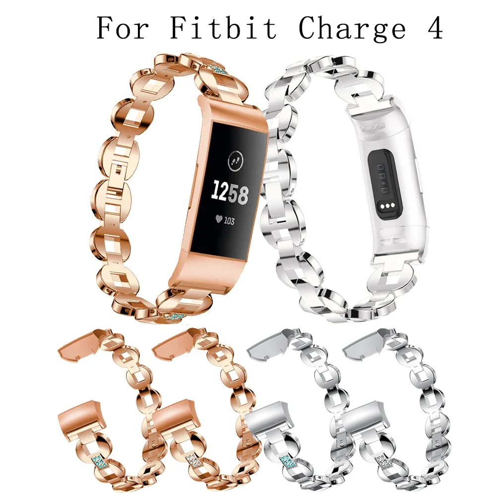 New Watch Bands for Fitbit Charge 4 sport watch Band Stainless Steel Metal Wrist Strap Women Jewelry Bracelet for Charge 4 bands