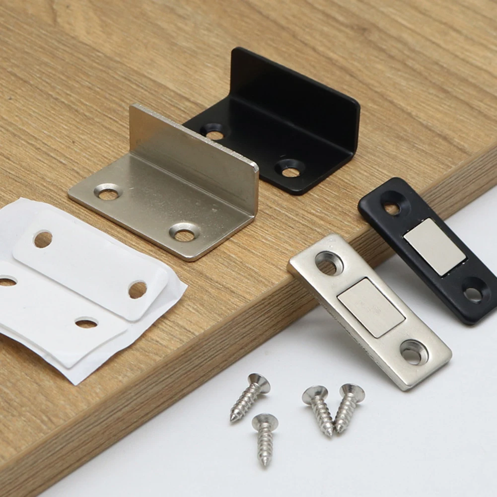 Punch Free Cabinet Catches Strong Magnetic L-shaped Closet Door Closer Ultra Thin Invisible Anti Collision Furniture Hardware image 4