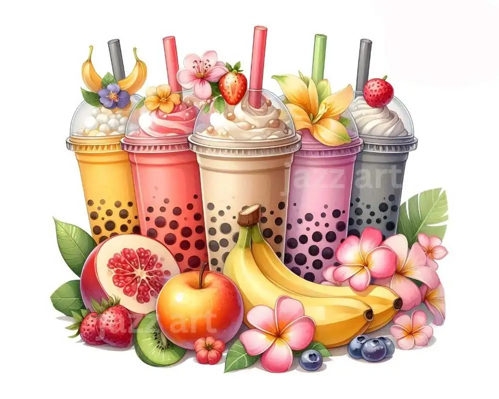Watercolor Beverage Wall Stickers Decal Stickers for Living Room Cabinet Fridge Home Decoration  B136