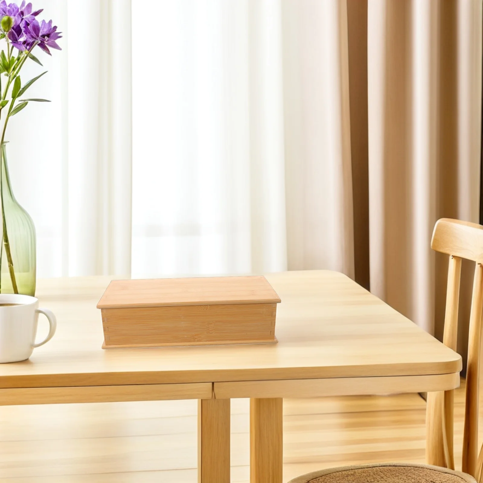 

Bamboo Chopsticks Storage .20x4.91x3.07 Inch - Dustproof Lid Compartment Organizer for Cutlery Silverware Spoons Forks