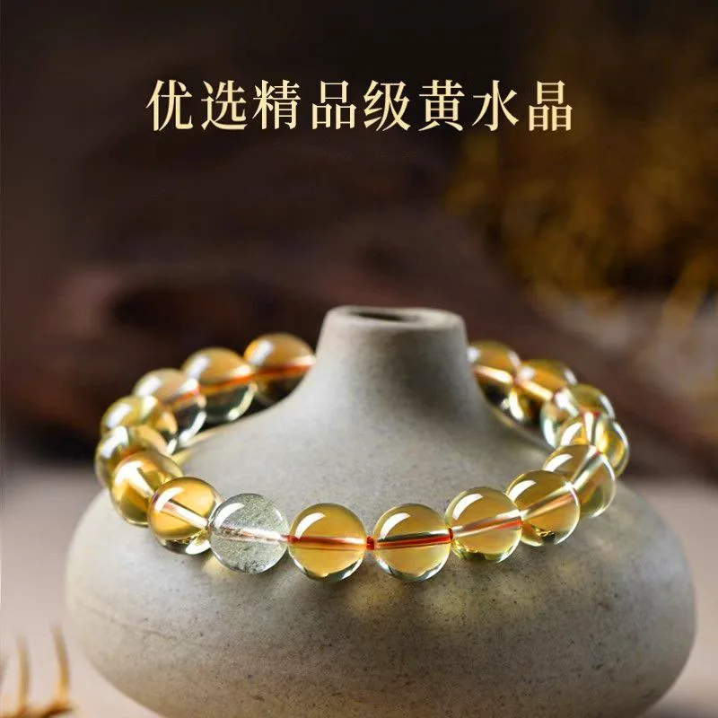 Chinese Style Lucky Citrine Bracelet For Women Tiger Eye Red Agate Beads Feng Shui Wealth Good Luck Blessing Jewelry Size 6mm
