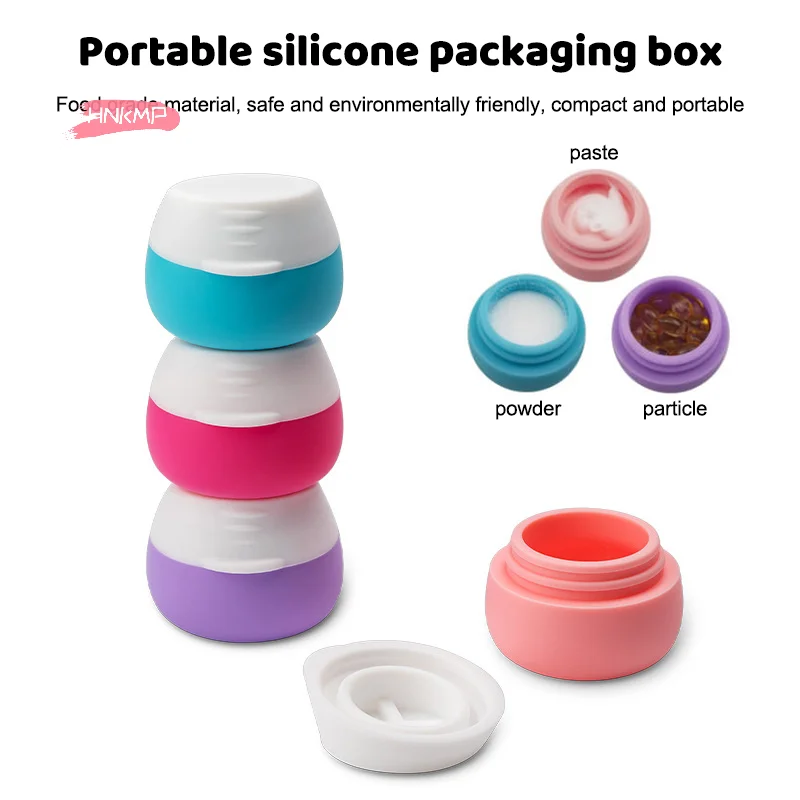 Pot de voyage Portable en Silicone de 20ml, avec couvercle, cosmétique, visage, corps, crème pour les mains, boîte à pilules, Mini bijoux, récipient de poudre de crème, 1 pièce