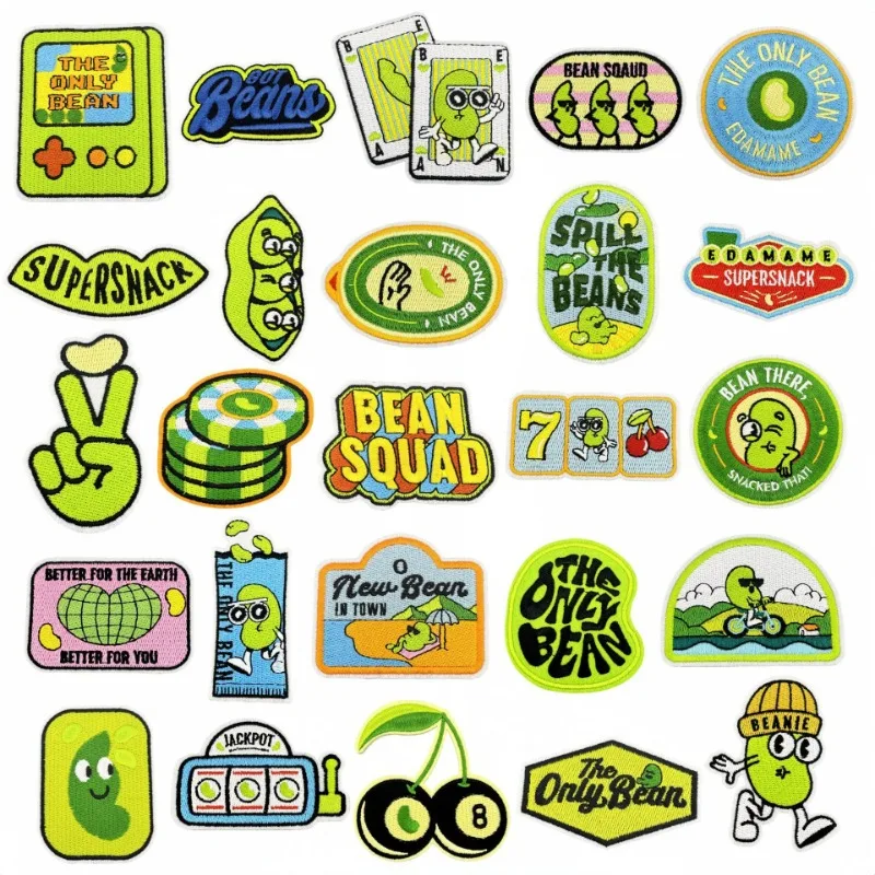 

Funny Green Plants Beans Game Money Iron-on Sew Embroidered Badge Patches for DIY T-shirt Backpack Clothing Appliques Sticker