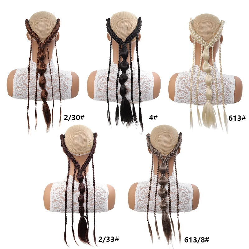 Extensiones de cabello trenzado media cabeza estilo elfo con clips BB, fibra sintética para mujeres, fácil de colocar en la parte trasera 6