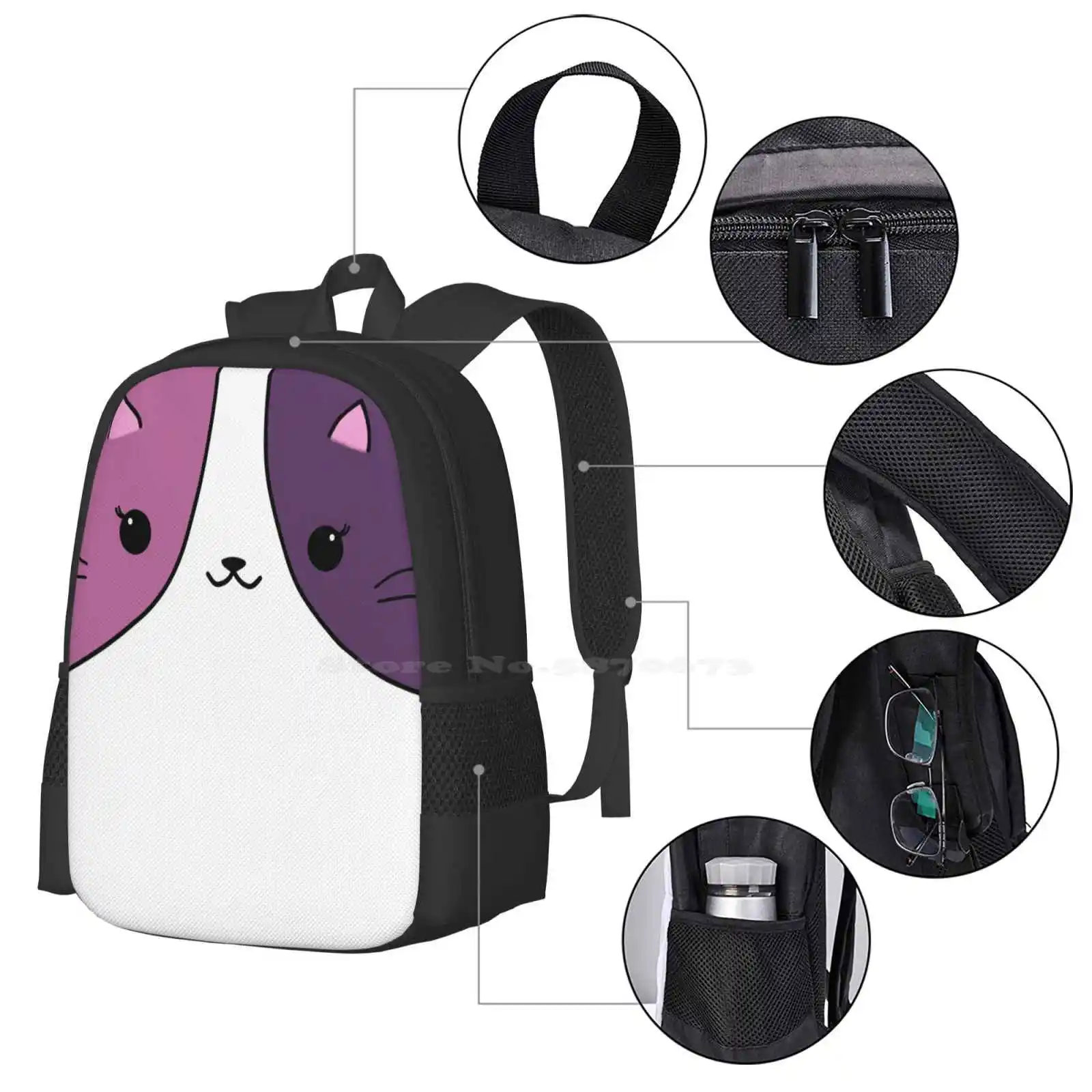 Aphmau Cat-mochila rosa y púrpura para estudiantes, bolsa de viaje para ordenador portátil, aphamau Cats, Aphmau Kitty, afmau Plushy Aphmau Pets