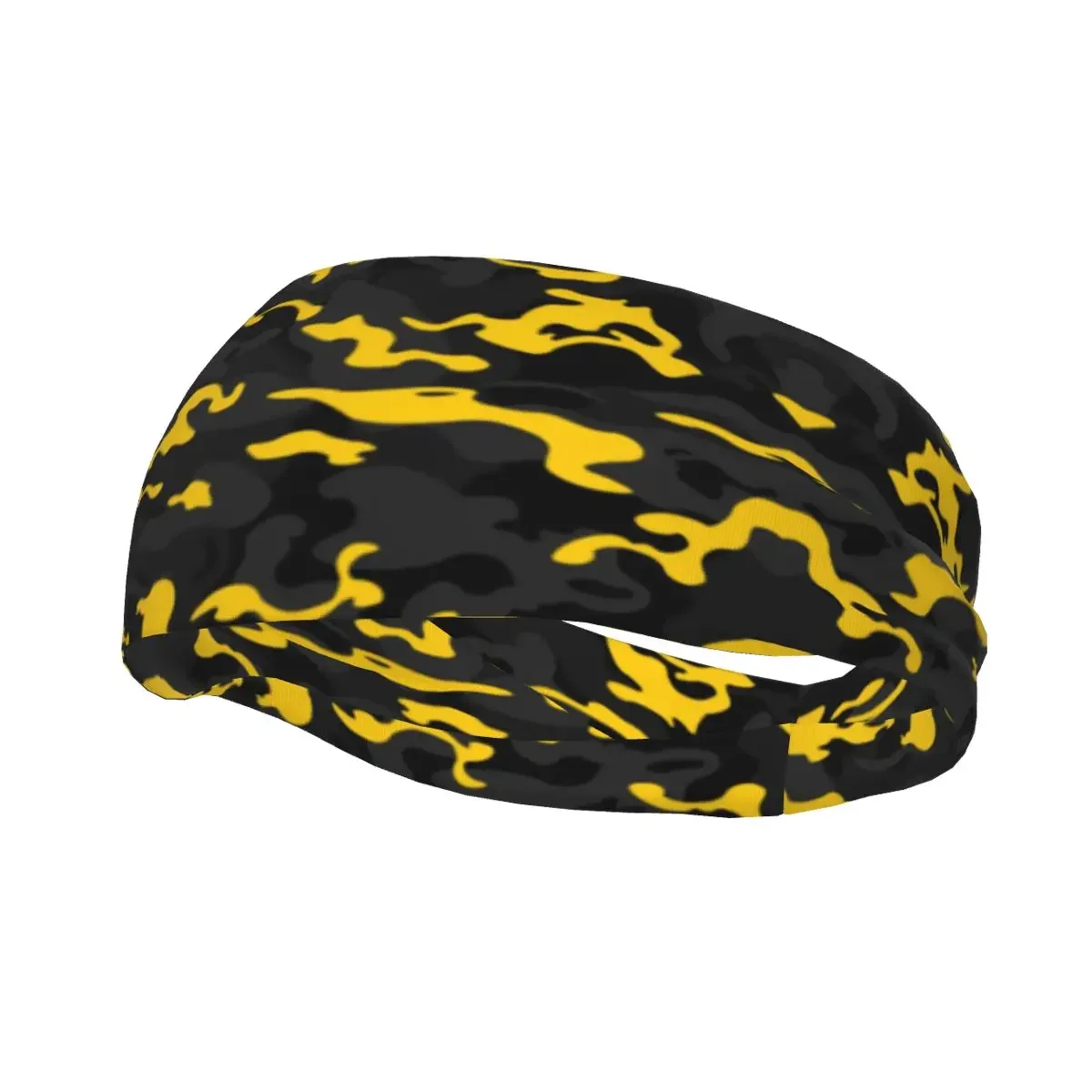 

Camo Style Black And Yellow Camouflage Sports Sweatbands for Exercise Absorbent Headband Men Women