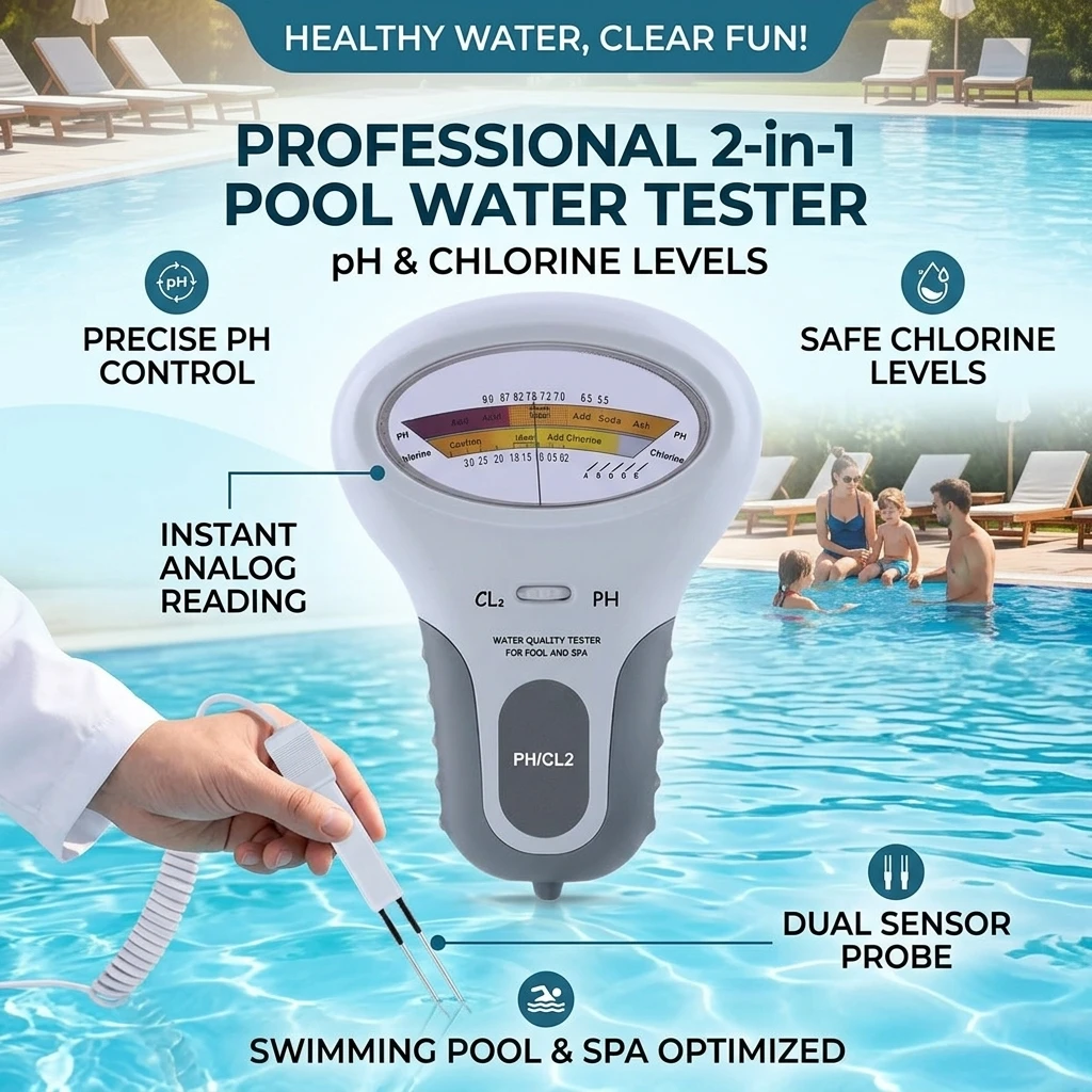 2 in 1 PH Chlorine Meter Chlorine Tester PH Tester Chlorine Water Quality Testing Device CL2 Measuring Pool Swimming Accessories