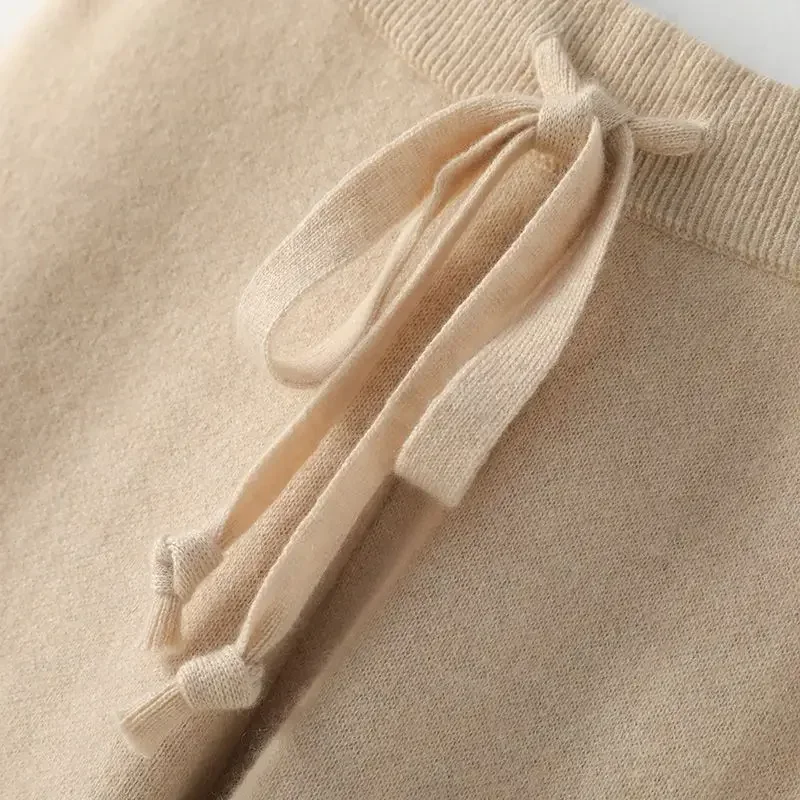 Soft Knitted Pants Women's Autumn/Winter Outerwear Hanging Knitted Wide Leg Pant White Floor Pants Straight Leg Pants