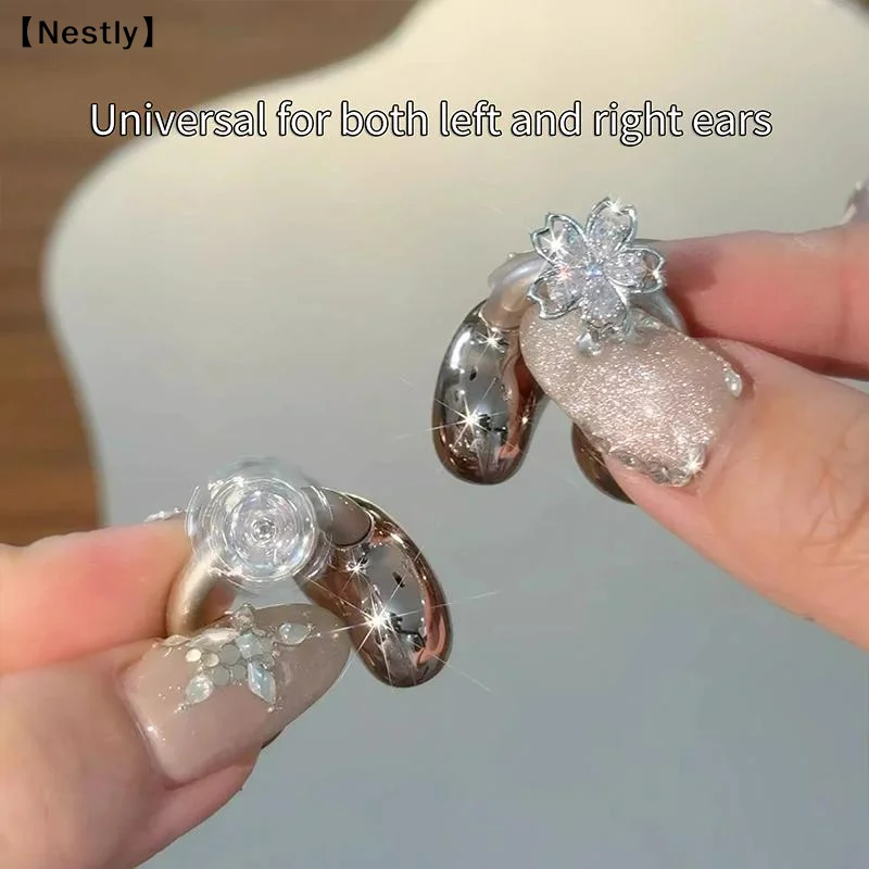 Earrings For Ear Clip Earphone Rotating Flower Blossoms Shining Decorations Beautiful Earphone Accessories〔Nest〕 view 5