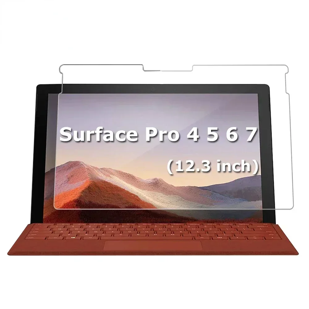 กระจกนิรภัยป้องกันหน้าจอสําหรับ Microsoft Surface Pro 4 5 6 7 12.3 นิ้วแท็บเล็ตป้องกันฟิล์มสําหรับ Surface Pro 4 5 6 7 12.3