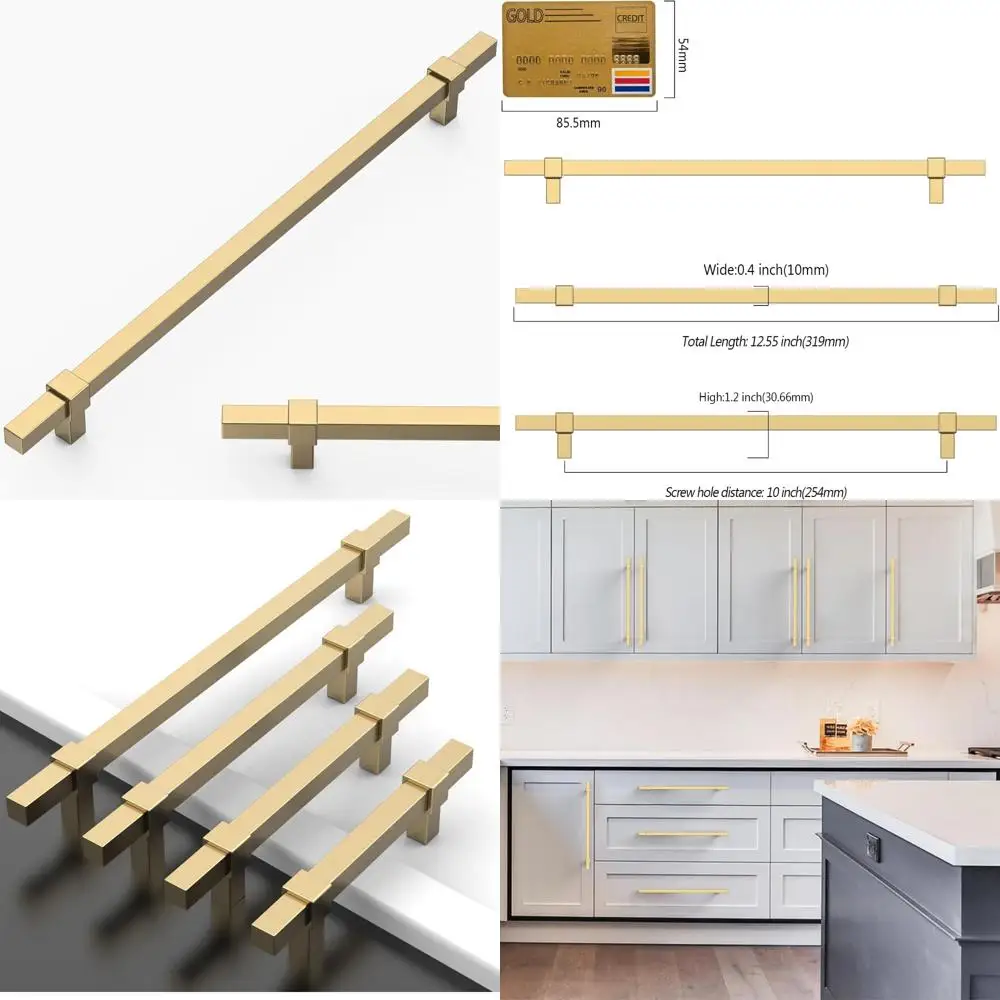 

Набор из 10 10-дюймовых ручек для шкафа из шампанского и бронзы с центрами отверстий 254 мм для ручек кухонного шкафа и фурнитуры для шкафа