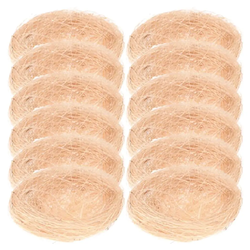 

12 Pcs Nest Plate Realistic Artificial Hemp Mini Cages Decor Artificial Bird Nest Crafts Easter Christmas